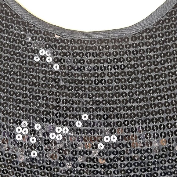 Metaphor Size Medium Black T-shirt with Black Sequin Front Cap Sleeve NWOT - Picture 4 of 11